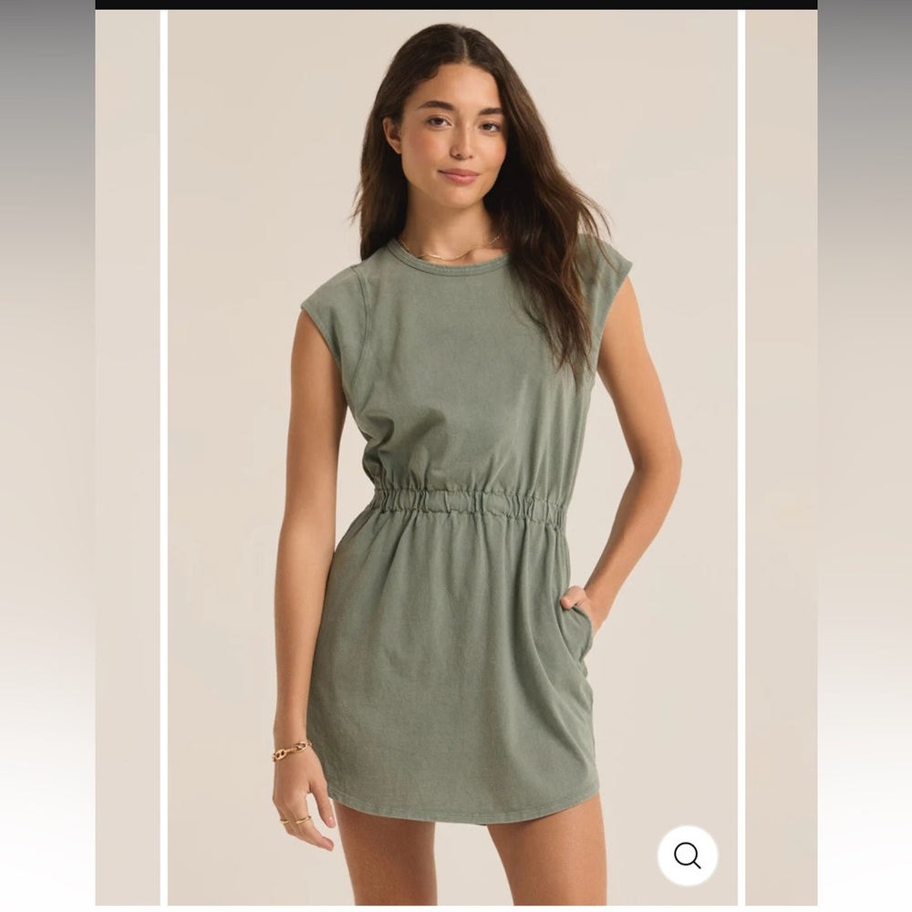 Z Supply Paxton Jersey Dress in Palm Green XS